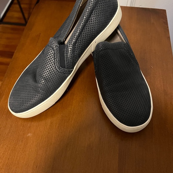 Navy Leather Slip on Sneakers - Picture 3 of 4
